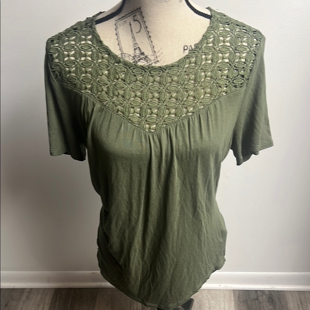 Olive Green Short Sleeve Blouse